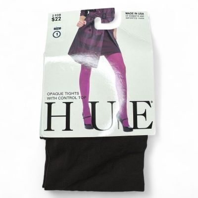 HUE Women's Size 1 Opaque Tights with Control Top Espresso Brown 1 Pair New