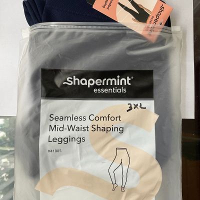 Shapermint??essentials-Seamless Comfort Mid-Waist Shaping Leggings DARK BLUE 3XL