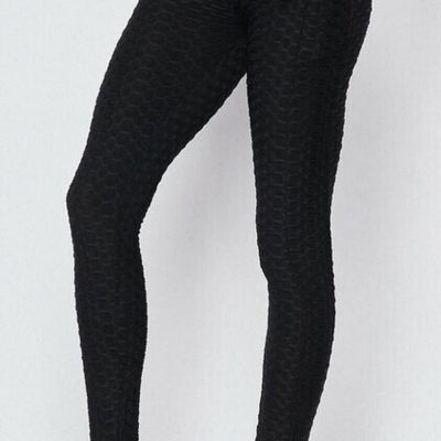 Plus Size 2x/3x Black Scrunch Butt Texture Legging Pockets High Waist New Mix