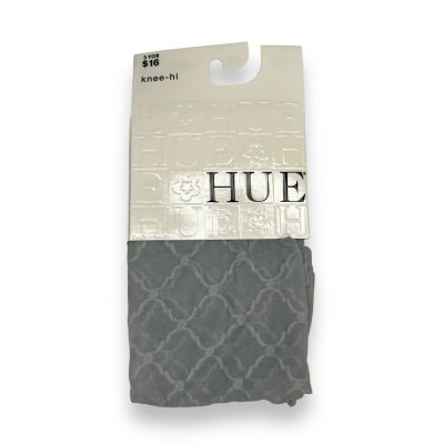 HUE Scalloped Grid Knee Hi Sock 1 Pair Womens One Size Chrome NEW