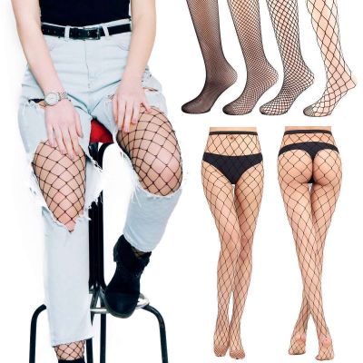 Women's High Waist Stockings Pantyhose Stocking Fishnet Mesh Tights Thigh Socks