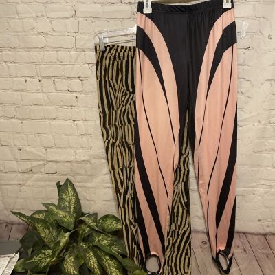 Stirrup Foot Holes  Leggings Black/Pink/Gold Plus One Without Holes size Large