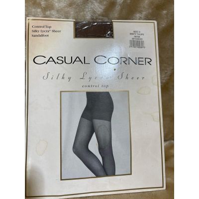 Casual Corner Pantyhose Misty Taupe Size D Control Top Silky Sheer 2 packs