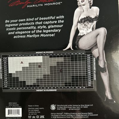 Marilyn Monroe Black Fishnet Fish Net  Backseam Nylons Women's size B