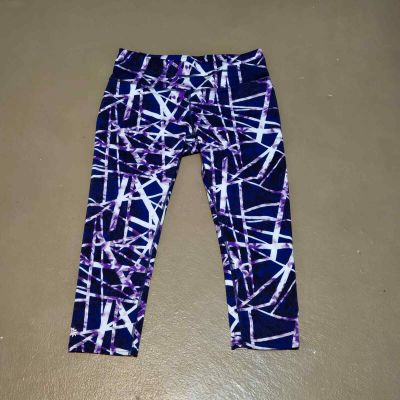 Athleta Mid Rise Floral Geo Sonar Capri Purple Leggings Women's Size Small