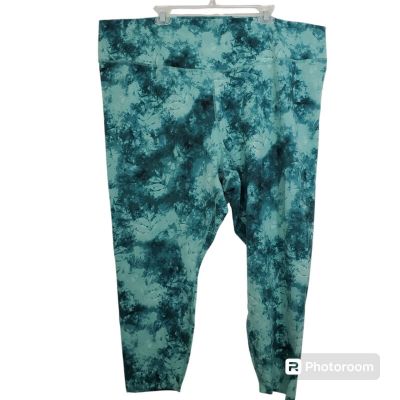 Old Navy Extra High-Waisted PowerChill 7/8 Leggings Green Tie Dye NWT Size 4X