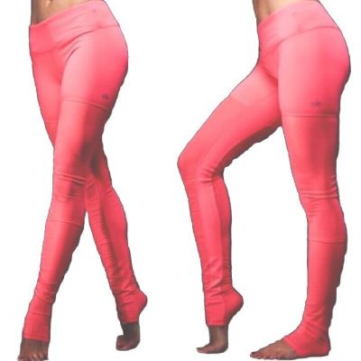 ALO YOGA Goddess Leggings Mesh Scrunch Bright Neon Azalea Hot Pink Coral Size S