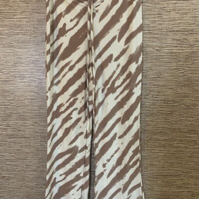 Derek Heart Zebra Print Flare Leggings Double Brushed Cream Brown Women’s Large