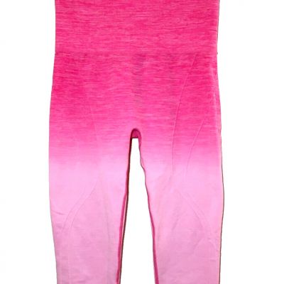 Yelete Active Capri Leggings M Women's High Rise Pink Space Dye Ombre