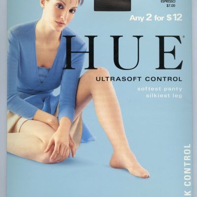 Hue Pantyhose Espresso Control Top Ultrasoft Silky Sheer Size 2