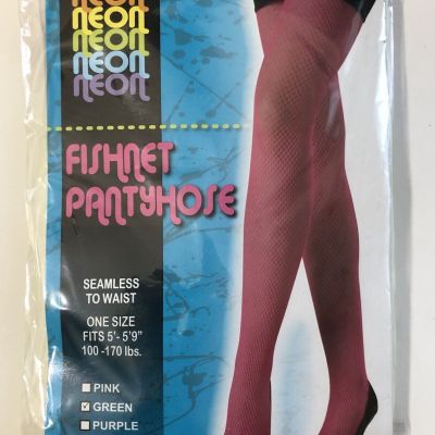 Neon Fishnet Pantyhose 80’s Style Green Stockings Costume Halloween Age 14+