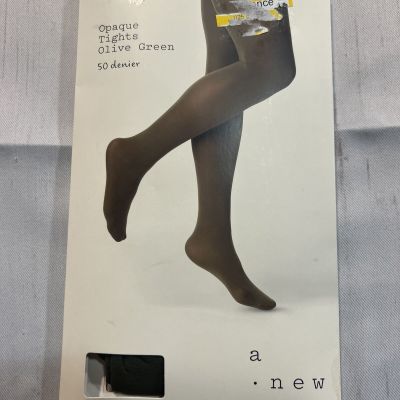 A New Day - Women's 50D Opaque Tights - Olive Green - M/L New