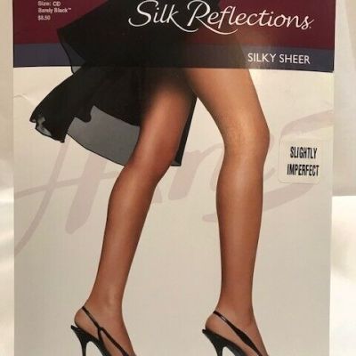 NEW! Hanes 717 Silk Reflections Pantyhose Barely Black SizeCD SLIGHTLY IMPERFECT