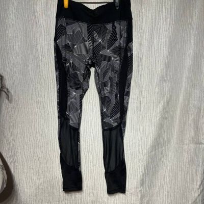 DANSKIN NOW FASHION MESH LEGGING Black Soot Print Reflective