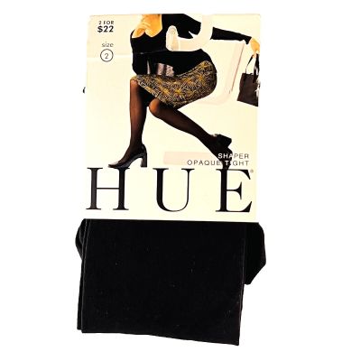 HUE Shaper Opaque Tights Size 2 Fits 120-170 lbs Black NEW Nylon Spandex