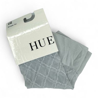 HUE Womens Scalloped Pattern Knee High ~ One Size ~ Chrome Gray Sheer ~ 1 Pair