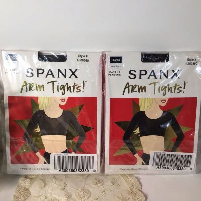 SPANX Arm Tights~Size 1X/2X~(2) PACKS~Very Black & Heather Grey~FREE SHIPPING