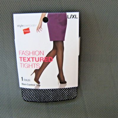 Hanes Fashion Textured Fishnet Tights Black L/XL