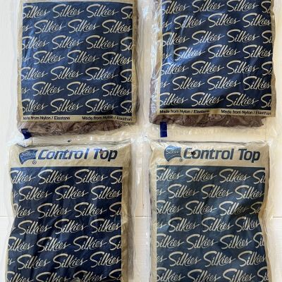 Four packages of silkies control top pantyhose vintage new old stock?MEDIUM