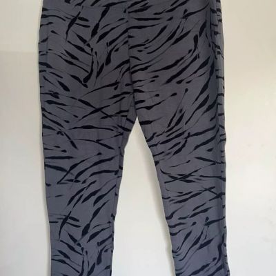 Rachel Zoe Zebra Stripe Print High Waisted Leggings Grey Black Women’s Size XL