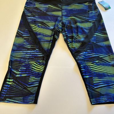 Danskin Now Leggings Capri Back Leg Sheer Colorful Women's XL Size 16