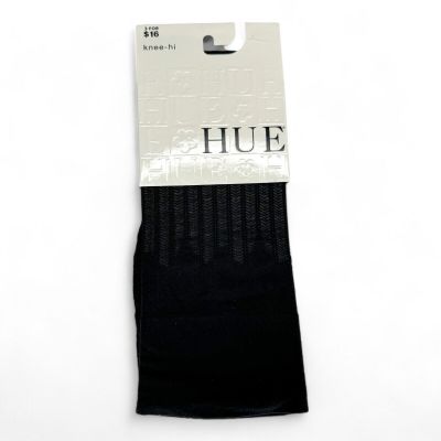 HUE Wavy Stripe Knee Hi Womens One Size Black 1 Pair NEW