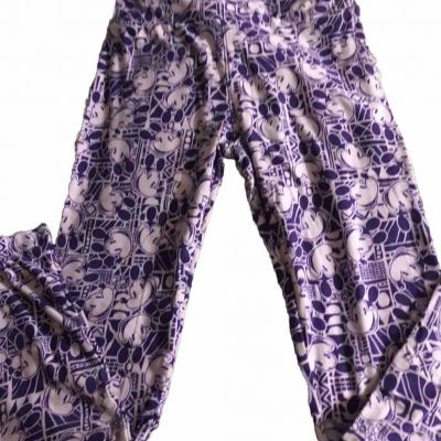 LuLaRoe OS Leggings Pants Pajamas Waist 24” inseam 25” Mickey Mouse Purple