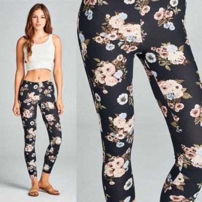 WILA Women’s M Black Floral Peachskin Leggings