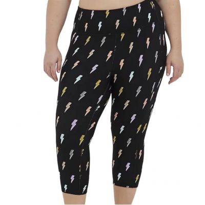 Torrid Black Lightning Bolt High Waisted Capri Performance Leggings 0-Large