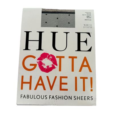 Hue Gotta Have It Sheer Tulle Dots Tights Pantyhose Size 1 Black Control Top