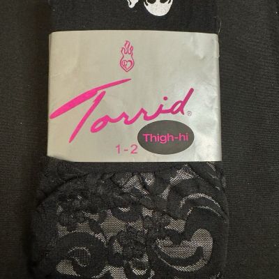 New Torrid Thigh-hi fishnet skull tights black/white tights thigh hi