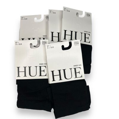 Hue Womens One Size Fits Most Sheer Floral Knee Hi Black 5 Pairs