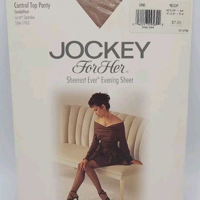 Jockey For Her Control Top Pantyhose Sandalfoot Sand  Medium Style 1962 NEW