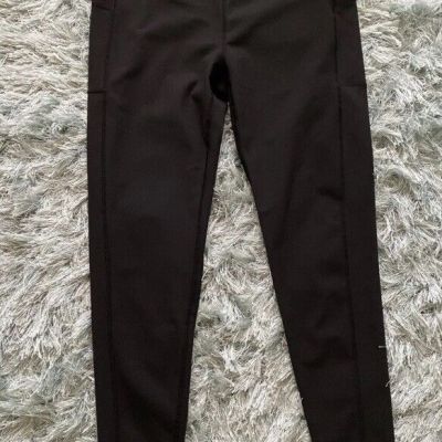 High Waist Solid Black Woman’s Leggings Tummy Control Pockets Sz L Lulu Like