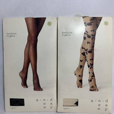 2 ~A New Day Fashion Patterned Tights Black & Dark Grey NEW SIze M/L