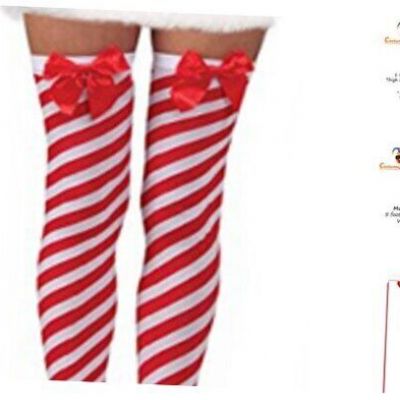 Candy Cane Red White Striped Over The Knee Christmas Stockings