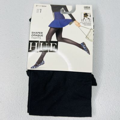 NEW HUE Shaper Opaque Tights Size 1 USA Made New 1 Pair Black