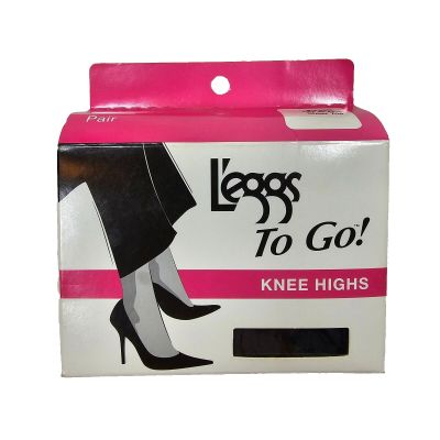 2-Pair Leggs To Go! Knee Highs Sheer Toe Nylon Tights - Plus Size - Off Black