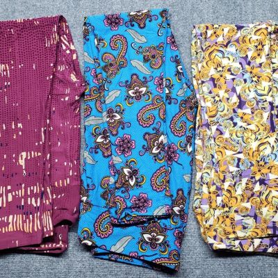 LuLaRoe Womens Multicolor One Size T/C - Tall And Curvy Leggings Lot of 3 New