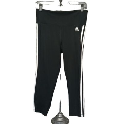 Adidas WMS Medium Leggings Classic Three Stripe Capri Black White TINY FLAW