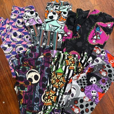 lularoe nightmare before christmas os leggings Lot Of 6 Pairs Gently Used