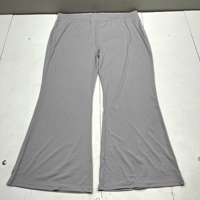Gray Ribbed Knit Flare Wide-Leg Leggings Women's Size 5X-Large