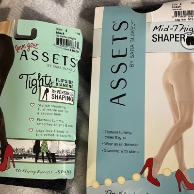 2 Pack Love Your Assets SPANX Shaping Tights Size 4 , Mid-thigh Shaper Black