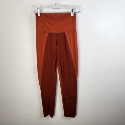 Aerie Orange Scalloped Athletic Leggings Size Medium Cropped Stretch Gym Workout