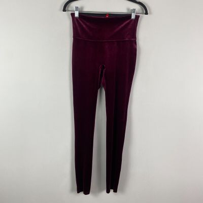 SPANX Shiny Velvet Rich Burgundy Leggings Size M #2070