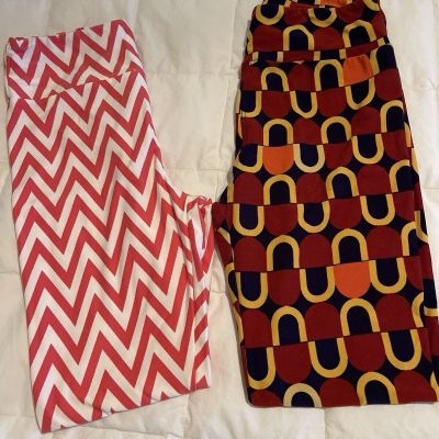 Women’s One Size Lularoe Leggings Lot Of 2 Multi Color NWOT