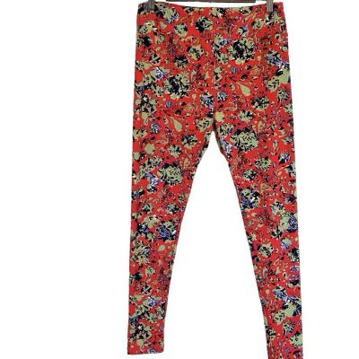 Lularoe Leggings Women’s Tall & Curvy Red Floral Athletic Casual Workout Pants