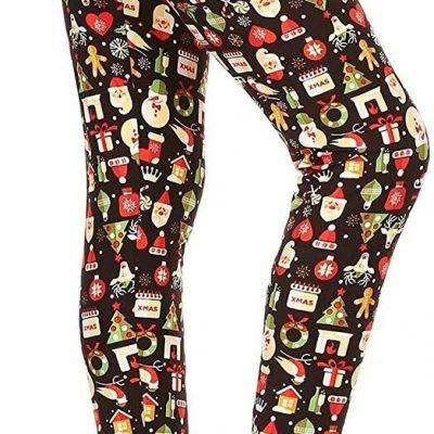 Women's Ultra Soft Christmas Reindeer Santa Snowman Holiday Printed Fashion Legg