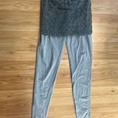 Omgirl Large Gray Foldover Leggings Y2K Style 26” x 29”