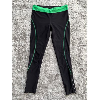 Xersion Womens Leggings Black Green Low Rise Stripe Athletic Full Length S